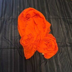 Coral and purple sheer scart